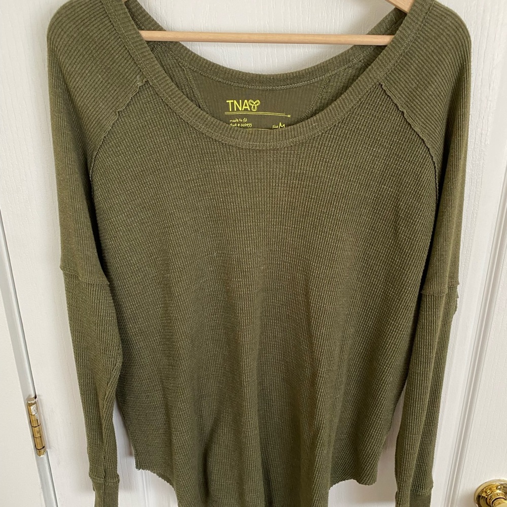 TNA Aritzia Green Waffle Longsleeve Size M